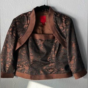 JS Collections | structured | tank | bronze | floral | shrug | jacket 12